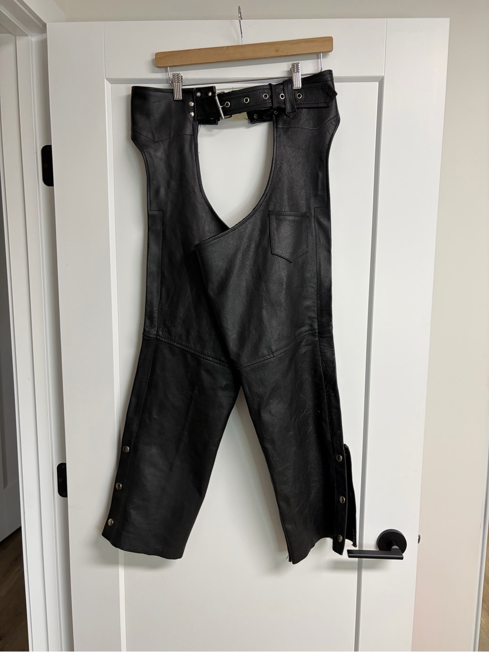 Women's Black Leather Chaps
